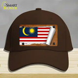 Malaysia Flag Scroll Novelty License Plate Hat Cotton / Dark Brown