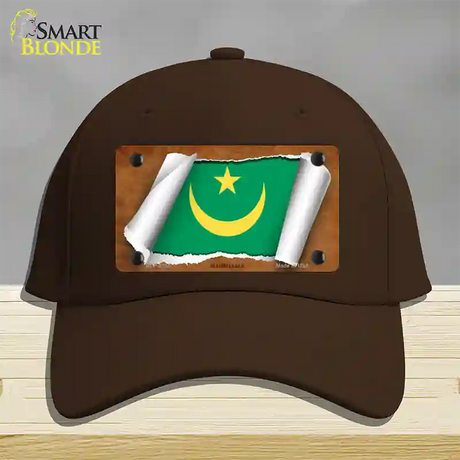 Mauritania Flag Scroll Novelty License Plate Hat Cotton / Dark Brown