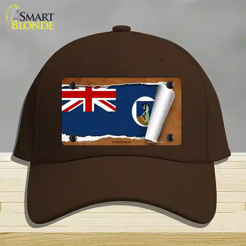 Montserrat Flag Scroll Novelty License Plate Hat Cotton / Dark Brown