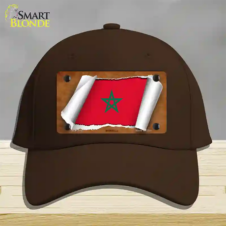 Morocco Flag Scroll Novelty License Plate Hat Cotton / Dark Brown