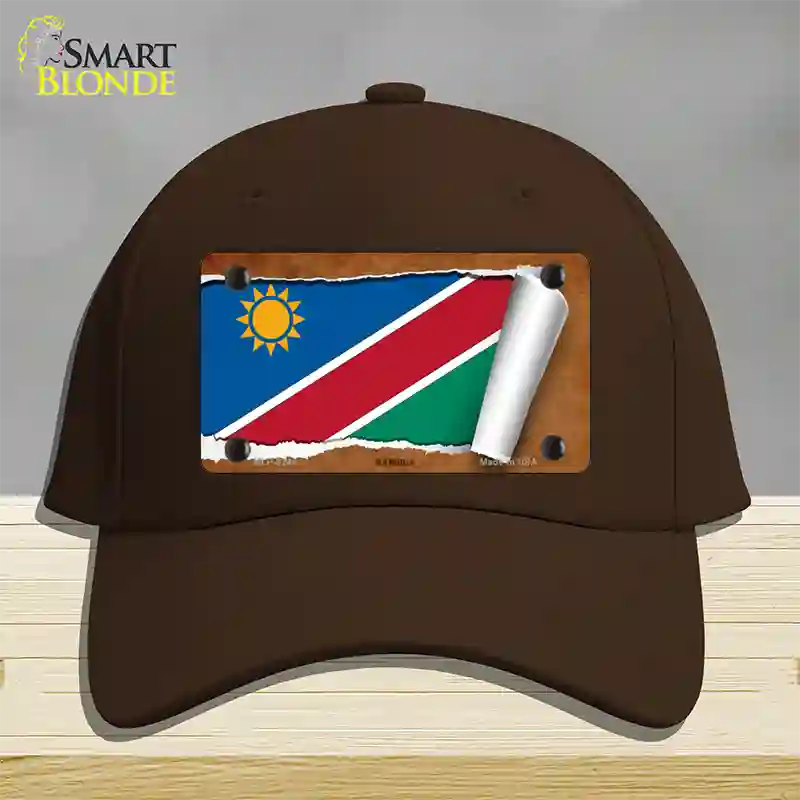 Namibia Flag Scroll Novelty License Plate Hat Cotton / Dark Brown