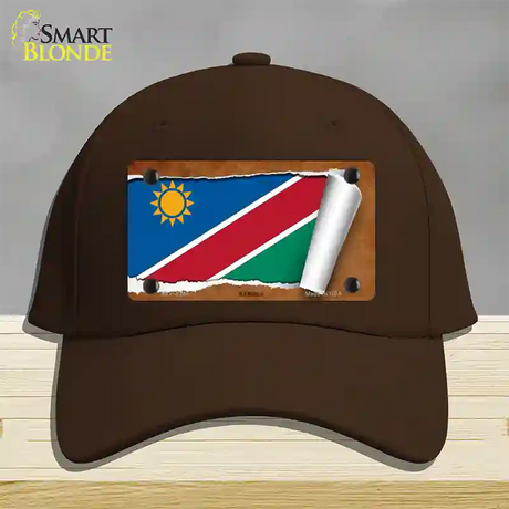 Namibia Flag Scroll Novelty License Plate Hat Cotton / Dark Brown