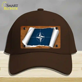 Nato Flag Scroll Novelty License Plate Hat Cotton / Dark Brown