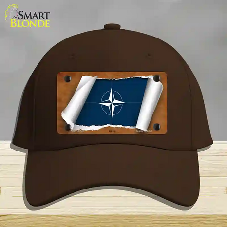 Nato Flag Scroll Novelty License Plate Hat Cotton / Dark Brown