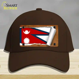 Nepal Flag Scroll Novelty License Plate Hat Cotton / Dark Brown