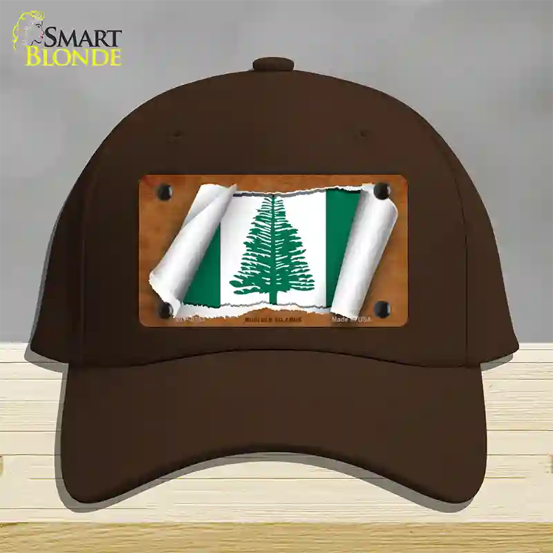 Norfolk Islands Flag Scroll Novelty License Plate Hat Cotton / Dark Brown