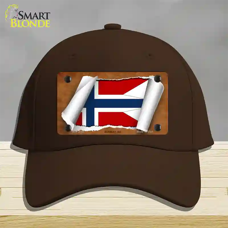 Norway-NS Flag Scroll Novelty License Plate Hat Cotton / Dark Brown