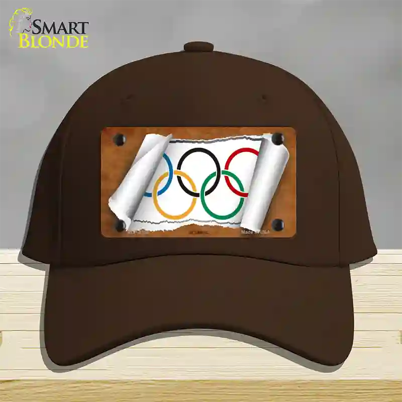 Olympic Flag Scroll Novelty License Plate Hat Cotton / Dark Brown