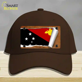 Papua New Guinea Flag Scroll Novelty License Plate Hat Cotton / Dark Brown