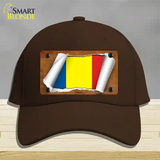 Romania Flag Scroll Novelty License Plate Hat Cotton / Dark Brown