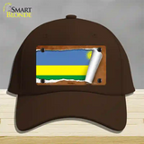 Rwanda Flag Scroll Novelty License Plate Hat Cotton / Dark Brown