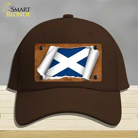 Scotland Flag Scroll Novelty License Plate Hat Cotton / Dark Brown