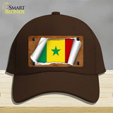 Senegal Flag Scroll Novelty License Plate Hat Cotton / Dark Brown