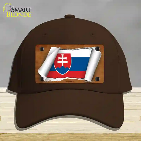 Slovakia Flag Scroll Novelty License Plate Hat Cotton / Dark Brown