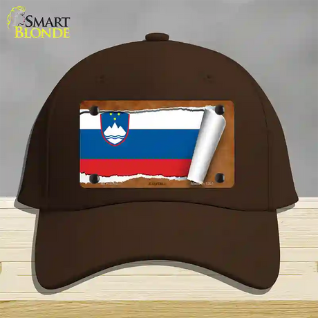 Slovenia Flag Scroll Novelty License Plate Hat Cotton / Dark Brown