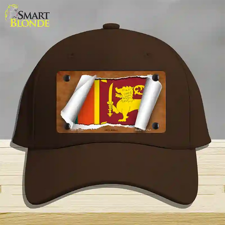 Sri Lanka Flag Scroll Novelty License Plate Hat Cotton / Dark Brown