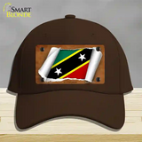 St Kitts-Nevis Flag Scroll Novelty License Plate Hat Cotton / Dark Brown