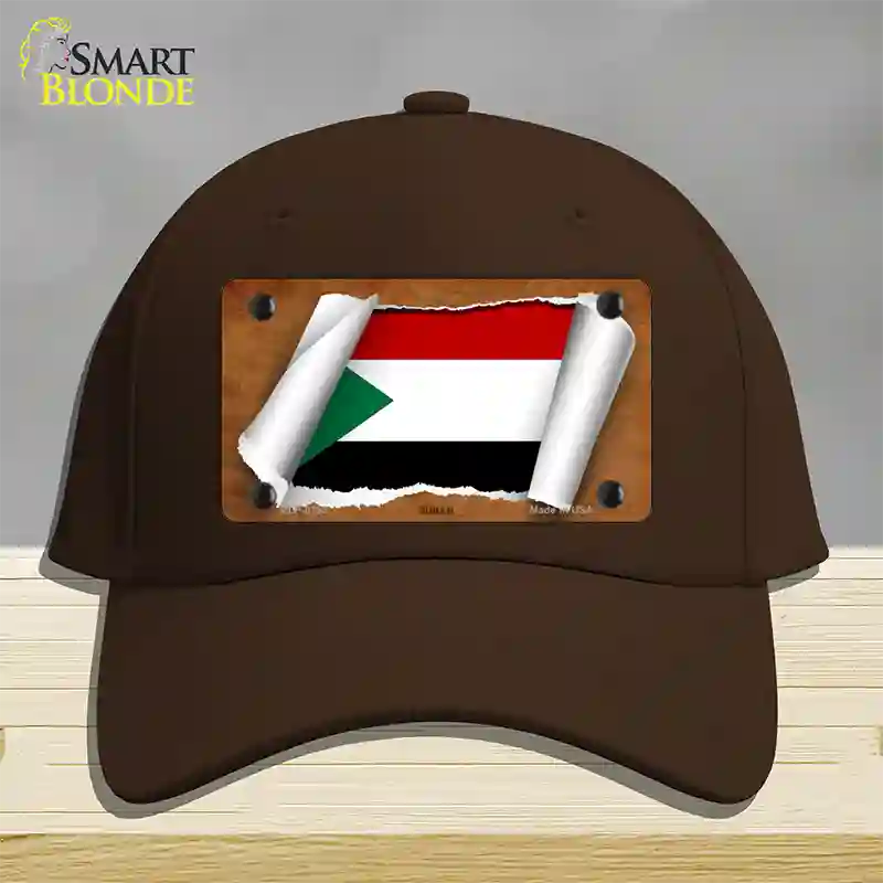 Sudan Flag Scroll Novelty License Plate Hat Cotton / Dark Brown