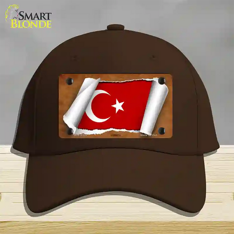 Turkey Flag Scroll Novelty License Plate Hat Cotton / Dark Brown