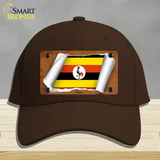 Uganda Flag Scroll Novelty License Plate Hat Cotton / Dark Brown