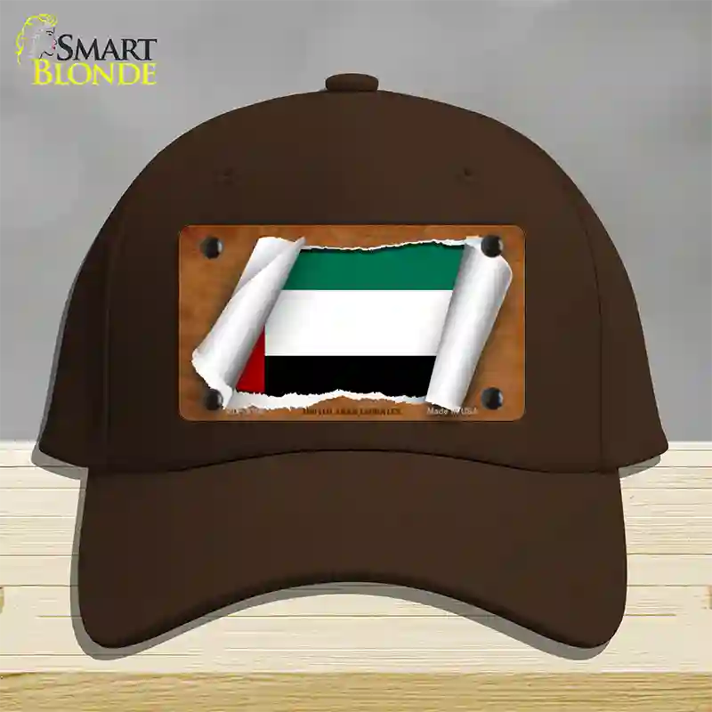 United Arab Emirates Flag Scroll Novelty License Plate Hat Cotton / Dark Brown