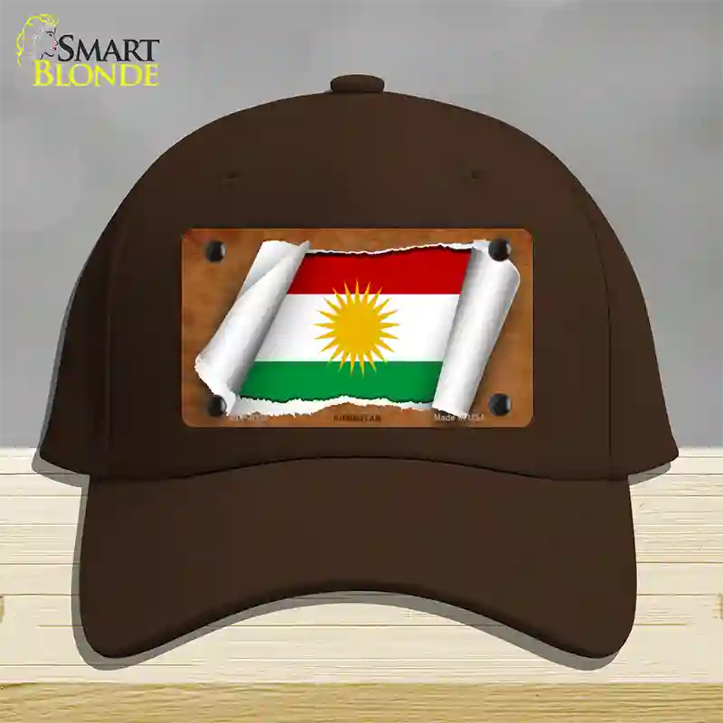 Kurdistan Flag Scroll Novelty License Plate Hat Cotton / Dark Brown