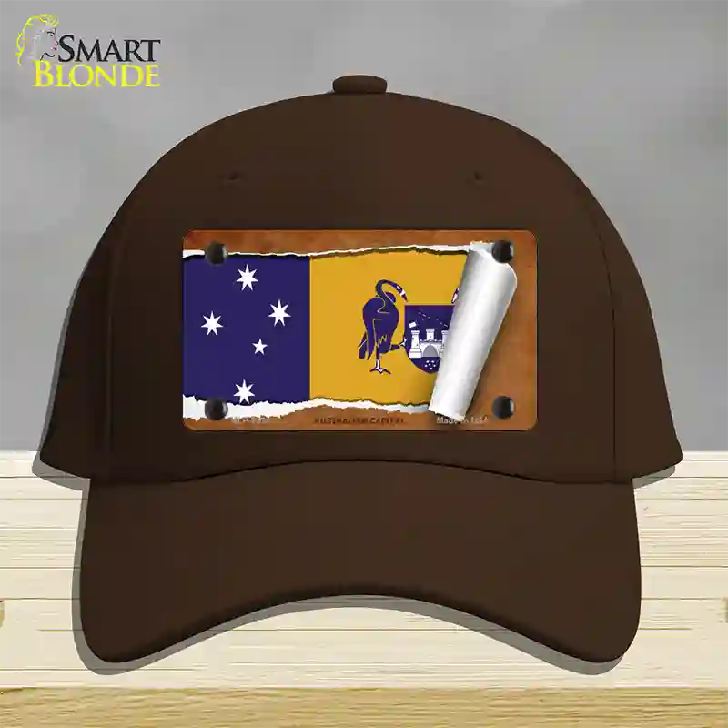 Australian Capital Flag Scroll Novelty License Plate Hat Cotton / Dark Brown