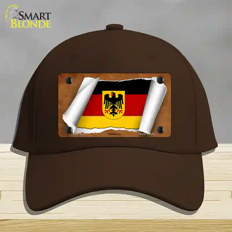 Germany Coat of Arms Flag Scroll Novelty License Plate Hat Cotton / Dark Brown