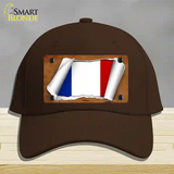 France Flag Scroll Novelty License Plate Hat Cotton / Dark Brown