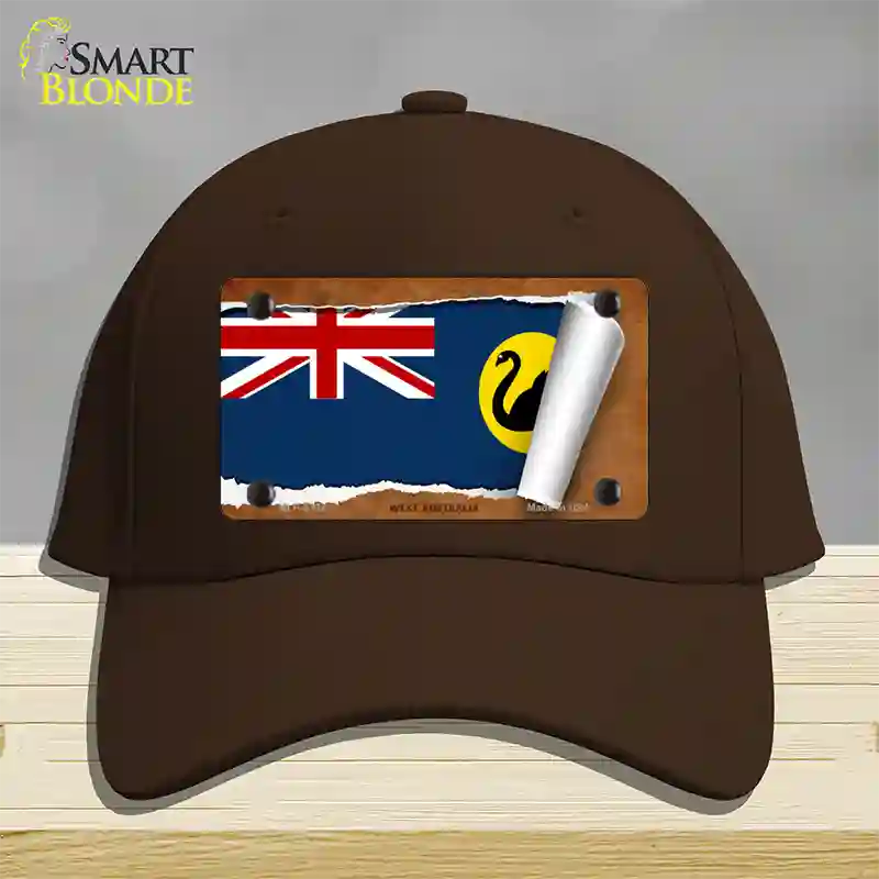 West Australia Flag Scroll Novelty License Plate Hat Cotton / Dark Brown