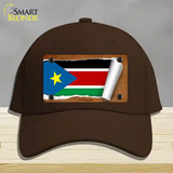 South Sudan Flag Scroll Novelty License Plate Hat Cotton / Dark Brown