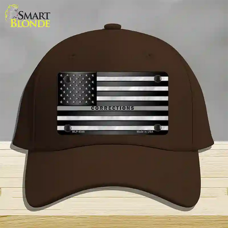 American Flag Corrections Novelty License Plate Hat Cotton / Dark Brown