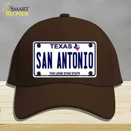 San Antonio Texas Novelty License Plate Hat Cotton / Dark Brown