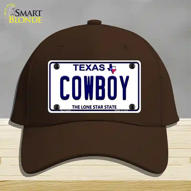 Cowboy Texas White Novelty License Plate Hat Cotton / Dark Brown