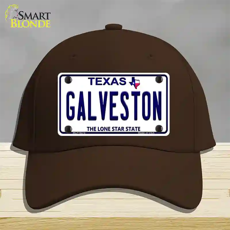 Galveston Texas Novelty License Plate Hat Cotton / Dark Brown