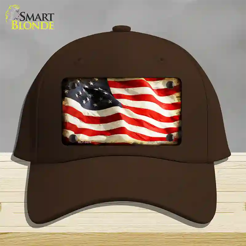 American Vintage Flag Novelty License Plate Hat Cotton / Dark Brown