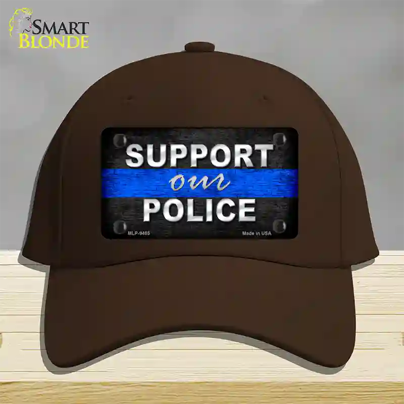 Support Our Police Novelty License Plate Hat Cotton / Dark Brown