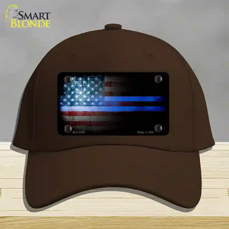 American Flag Police Novelty License Plate Hat Cotton / Dark Brown