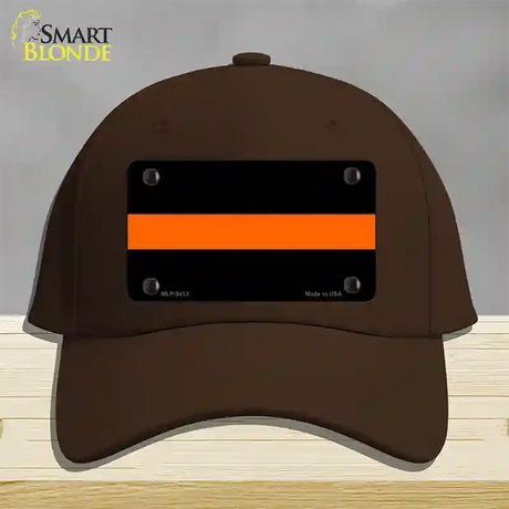 Thin Orange Line Novelty License Plate Hat Cotton / Dark Brown