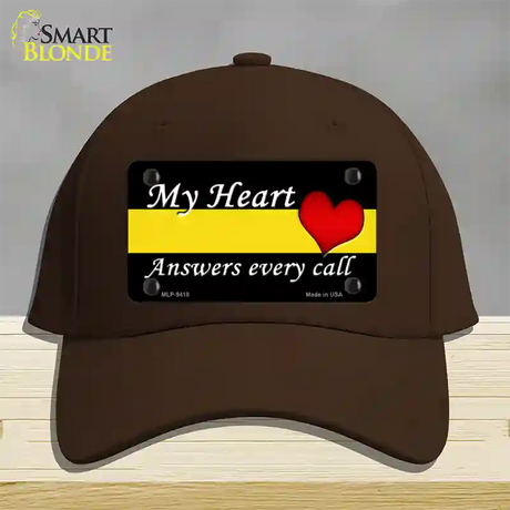 My Heart Answers Every Call Novelty License Plate Hat Cotton / Dark Brown