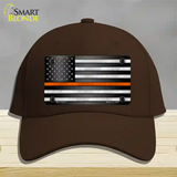 American Flag Thin Orange Line Novelty License Plate Hat Cotton / Dark Brown