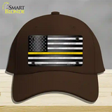 American Flag Thin Yellow Line Novelty License Plate Hat Cotton / Dark Brown