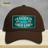 Rather Play Video Games Novelty License Plate Hat Cotton / Dark Brown