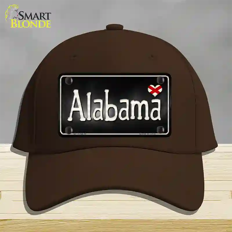 Alabama Flag Script Novelty License Plate Hat Cotton / Dark Brown