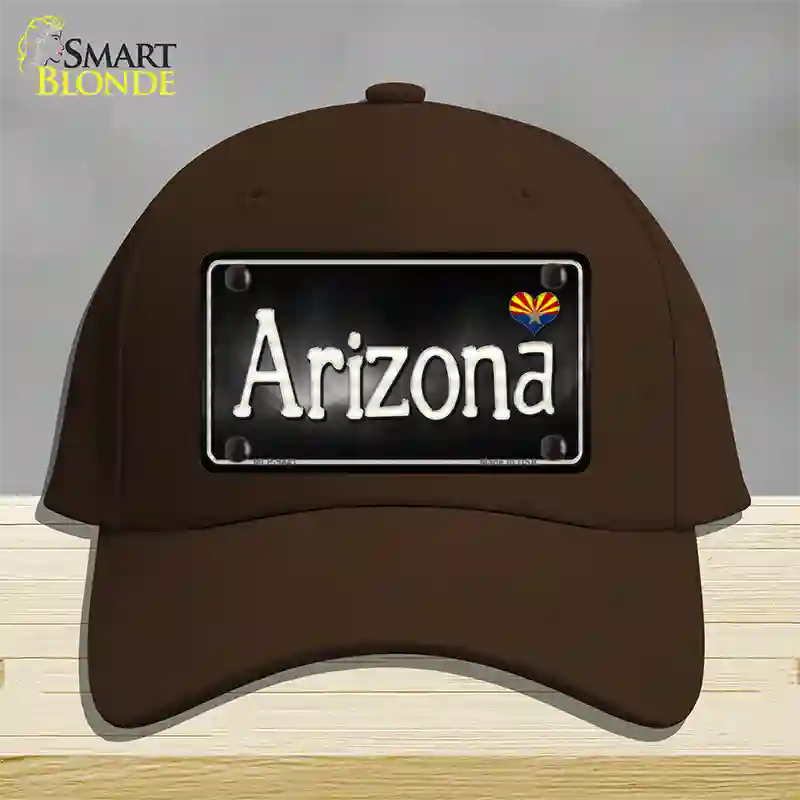 Arizona Flag Script Novelty License Plate Hat Cotton / Dark Brown