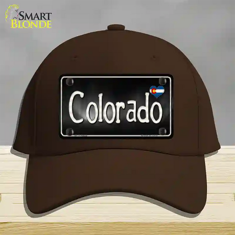 Colorado Flag Script Novelty License Plate Hat Cotton / Dark Brown