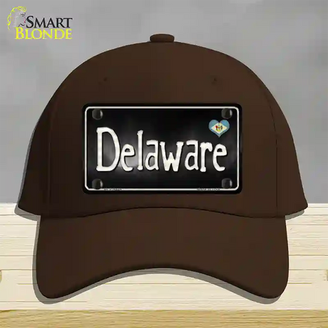 Delaware Flag Script Novelty License Plate Hat Cotton / Dark Brown