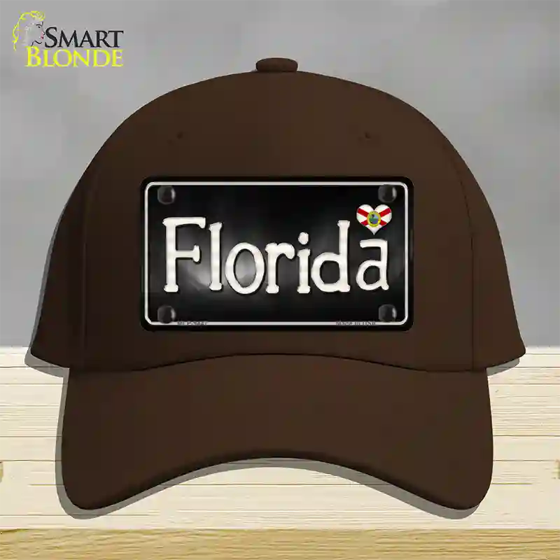 Florida Flag Script Novelty License Plate Hat Cotton / Dark Brown