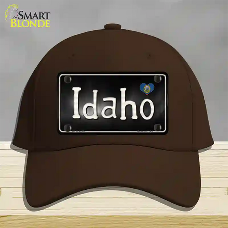 Idaho Flag Script Novelty License Plate Hat Cotton / Dark Brown