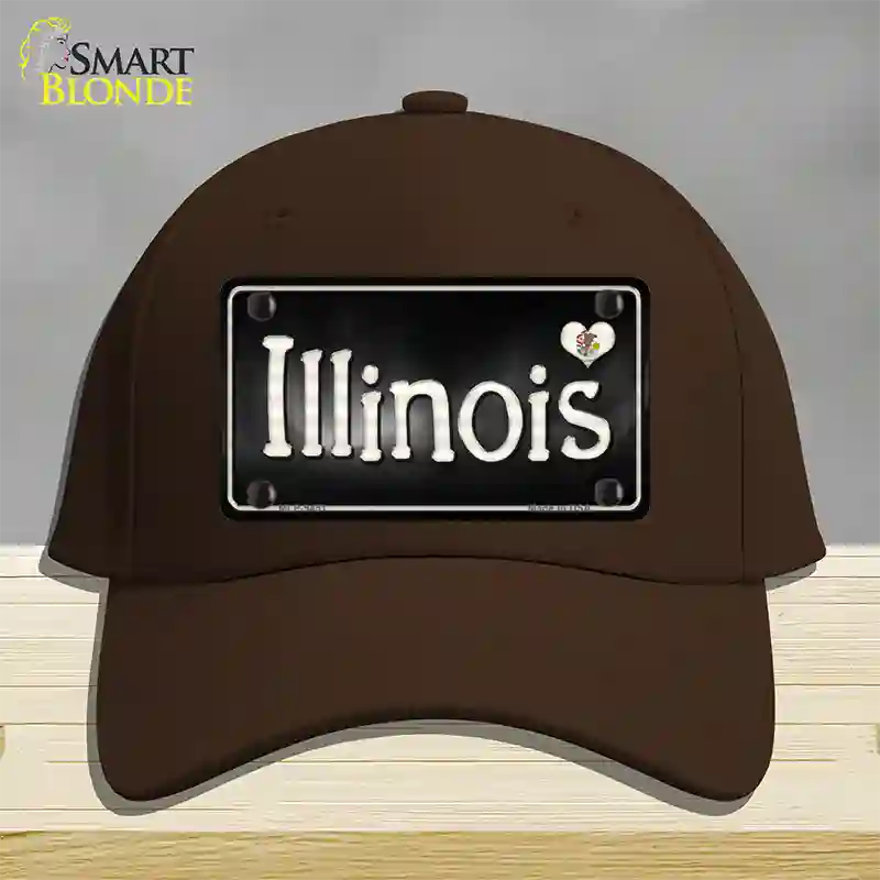 Illinois Flag Script Novelty License Plate Hat Cotton / Dark Brown